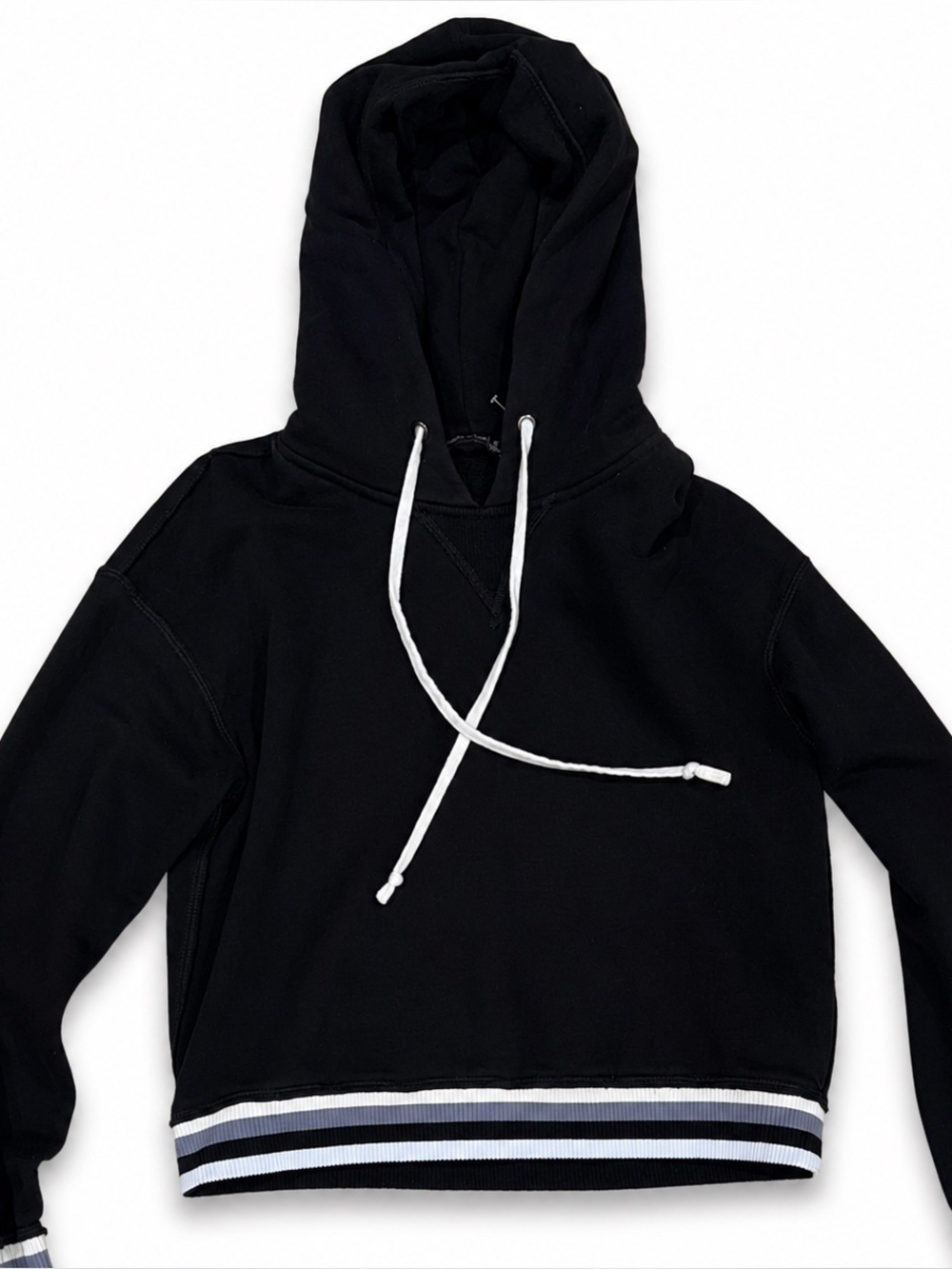Abercrombie & Fitch Black Hooded Sweater with White Accents